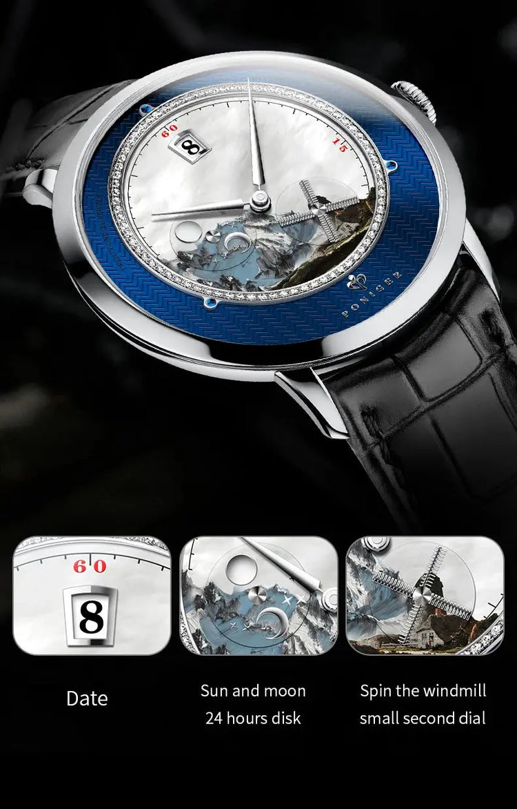 Original Painting Dial automatic Sapphire Crystal Glass Watch - Inspirational Watches