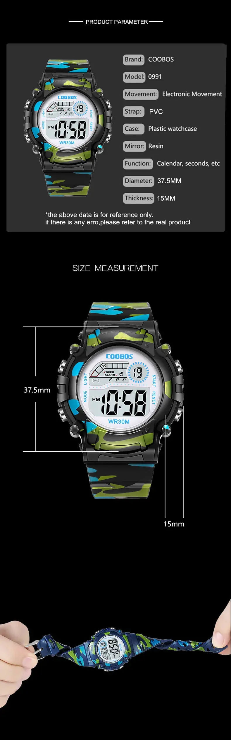 Waterproof Luminous Sport LED Digital Watches for Kids Inspirational Watches