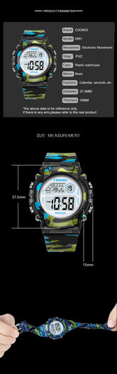 Waterproof Luminous Sport LED Digital Watches for Kids Inspirational Watches