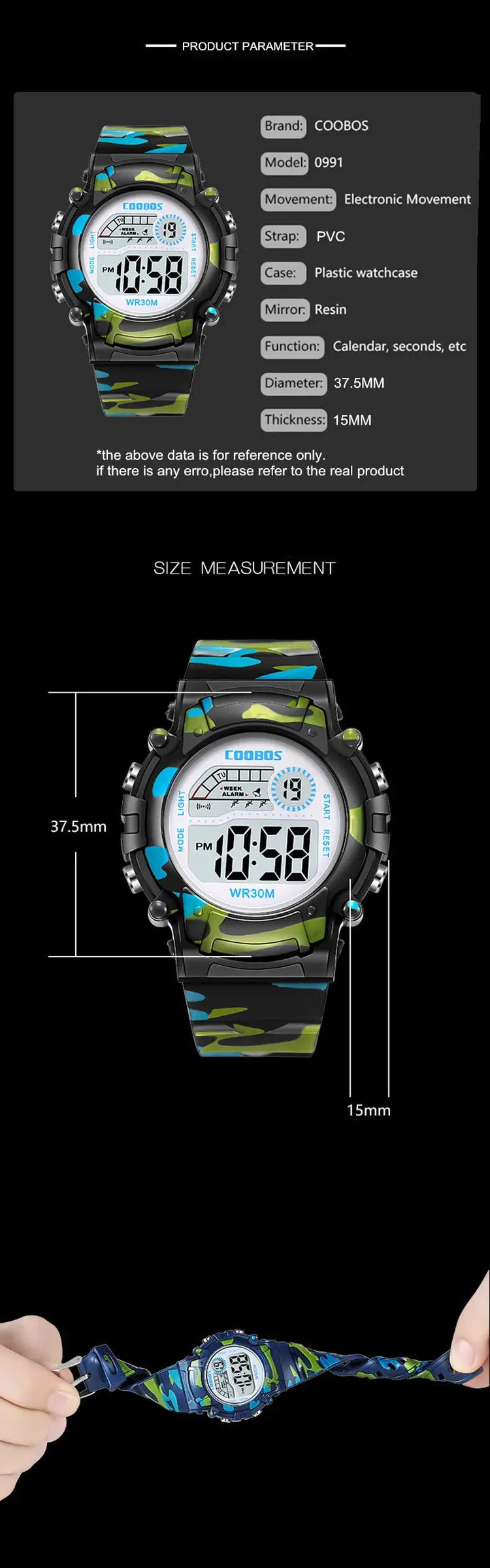 Waterproof Luminous Sport LED Digital Watches for Kids Inspirational Watches