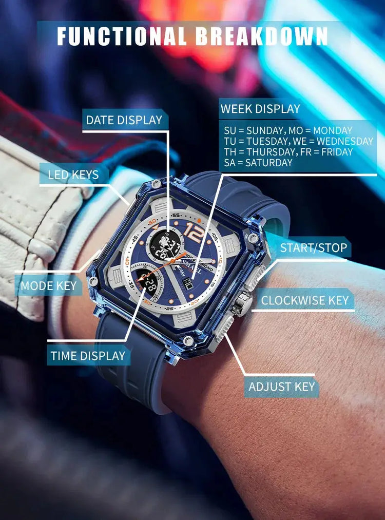 Military Watches Men Watch 2025 New 50M Waterproof Wristwatch Stopwatch Alarm LED Light Digital Watches 8121 Men&