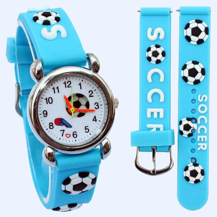 Sport Football Style 3D Watch Silicone Band Children Quartz Watch Boy Watch Girls Watch Cartoon Analog Wristwatch Inspirational Watches
