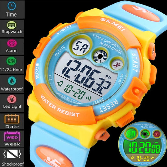50M Waterproof LED Digital Kids Sports Watch Inspirational Watches