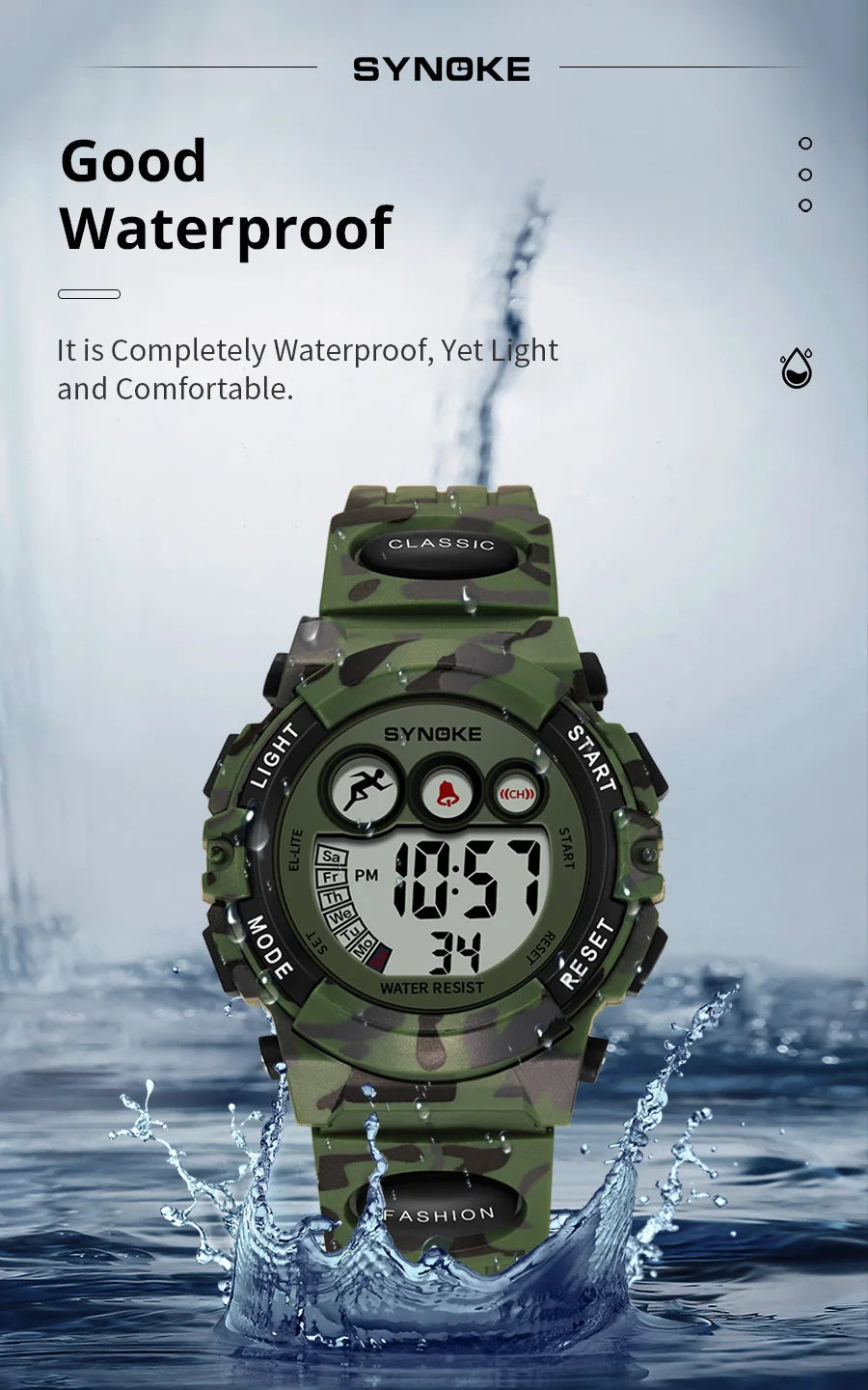 50M Waterproof Luminous LED Digital for Kids Watch Inspirational Watches