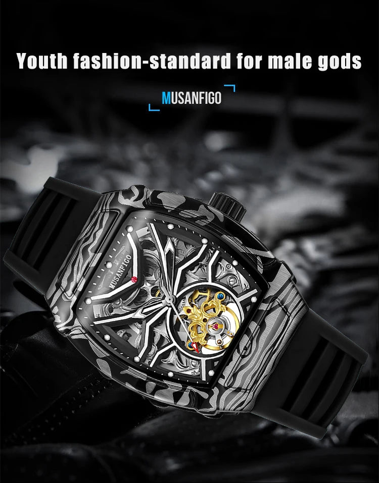 Fully automatic skeleton mechanical watch, fashionable personality, luxury hot men&