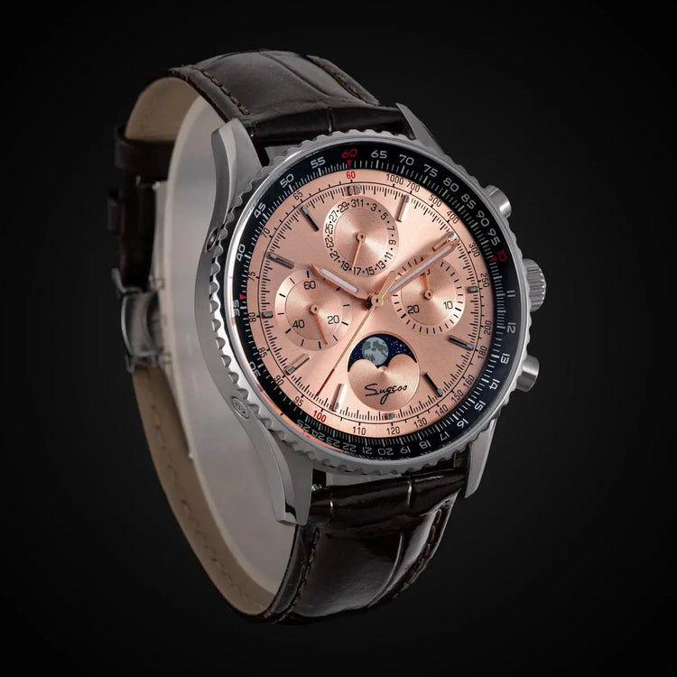 Moon phase Pilot Chronograph Mechanical Tianjin ST1908 Movement Inspirational Watches
