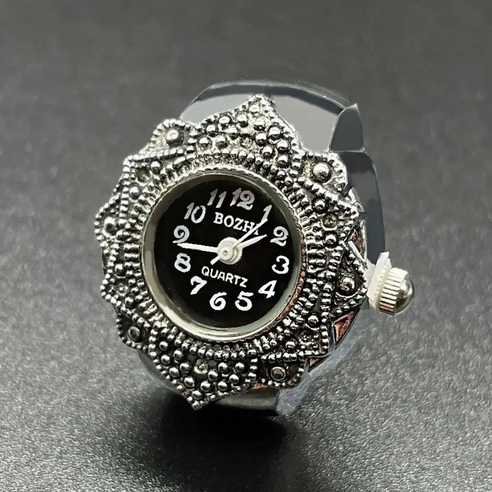 New Jewelry Clock Fashion Round Quartz Finger Rings Elastic Stretchy Rings Ring Watch Digital Watch Inspirational Watches