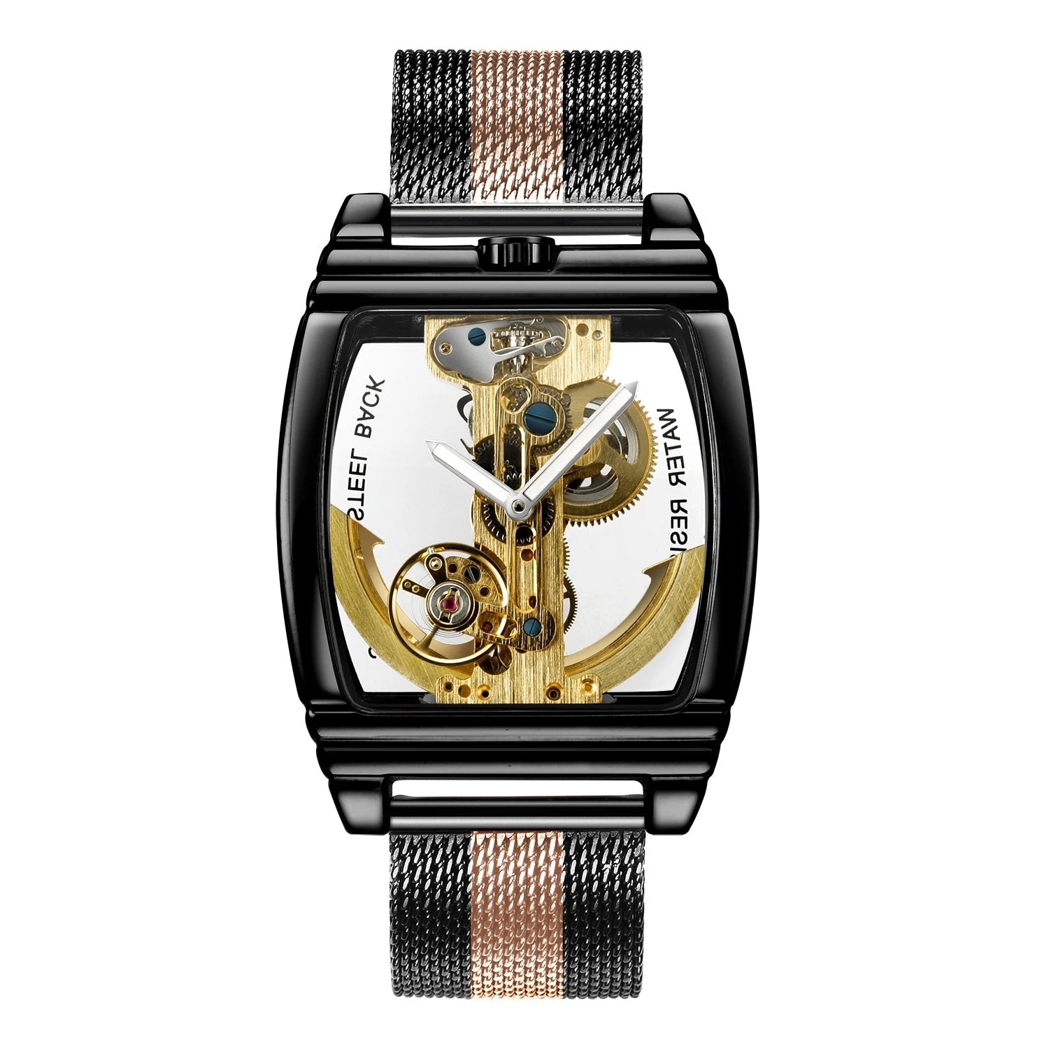 Transparent Automatic Mechanical Watch Men Steampunk Skeleton Luxury Gear Self Winding Leather Mens Clock Watches Montre Homme Inspirational Watches