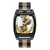 Transparent Automatic Mechanical Watch Men Steampunk Skeleton Luxury Gear Self Winding Leather Mens Clock Watches Montre Homme Inspirational Watches