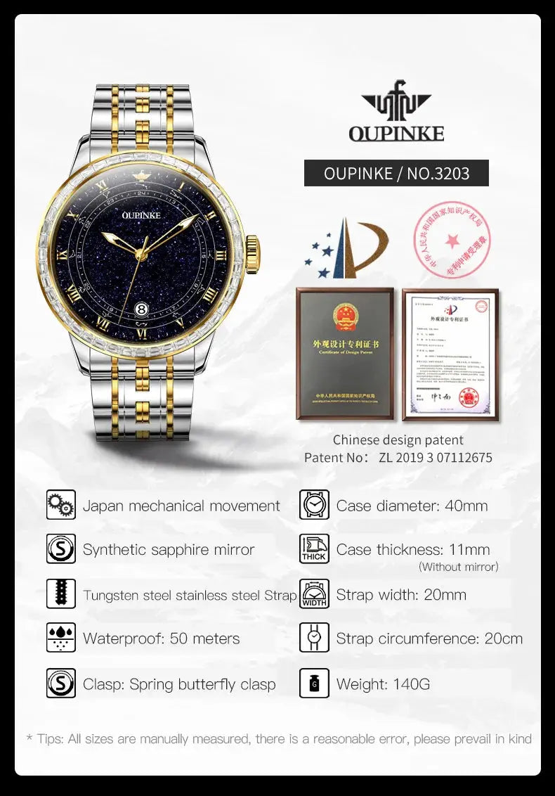 Original Automatic Watch for Men Luxury Japanese Diamond Luminous Inspirational Watches