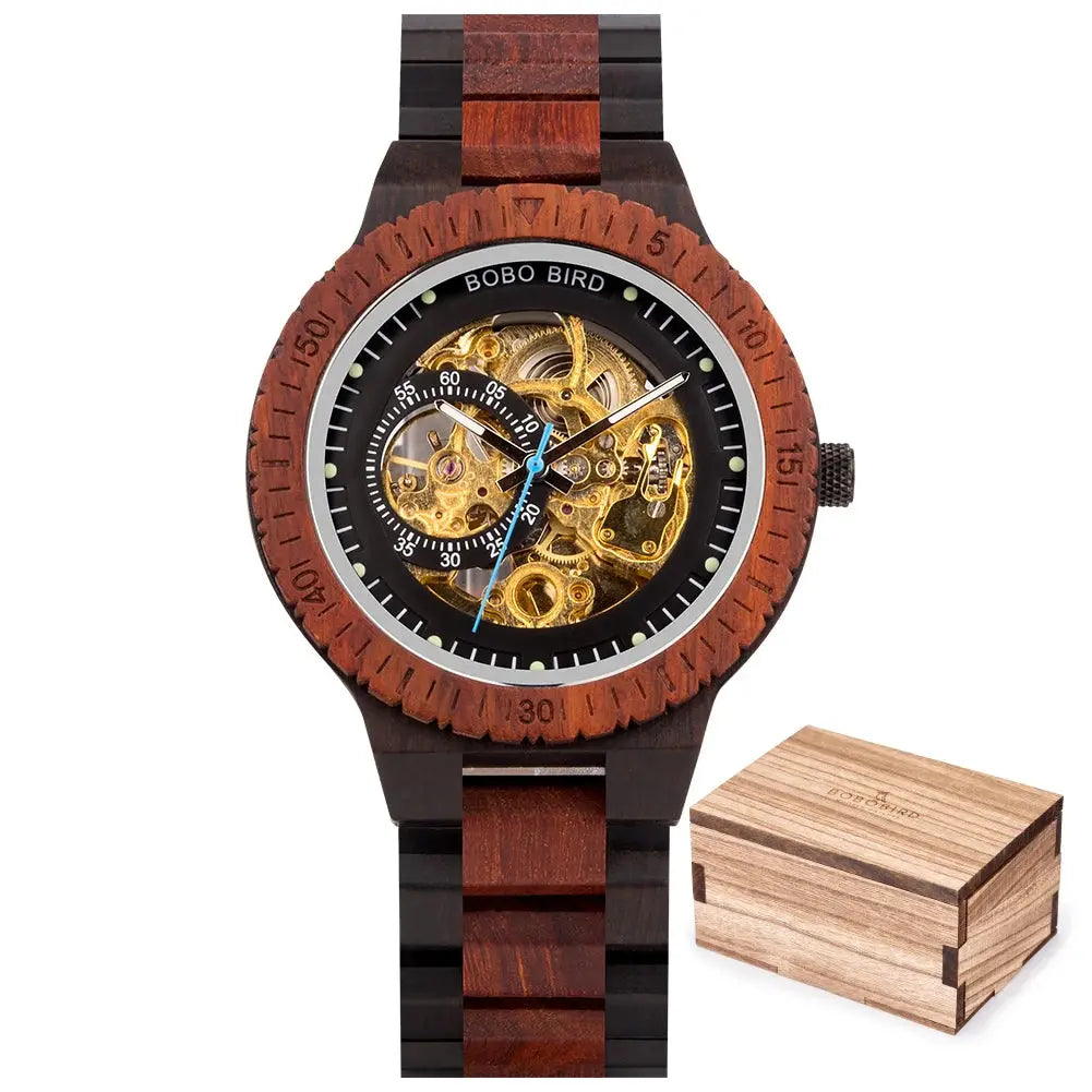 Luxury Wooden Mechanical Watches for Men – Premium Automatic Timepiece with Oversized Dial - Inspirational Watches