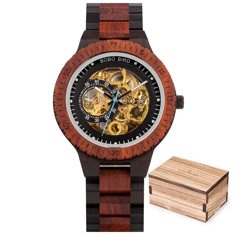 Luxury Wooden Mechanical Watches for Men – Premium Automatic Timepiece with Oversized Dial - Inspirational Watches