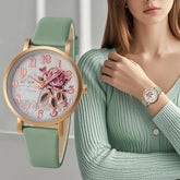 Fashion Casual Luxury Women Peony Dial PU Leather Quartz Watch Elegant - Inspirational Watches