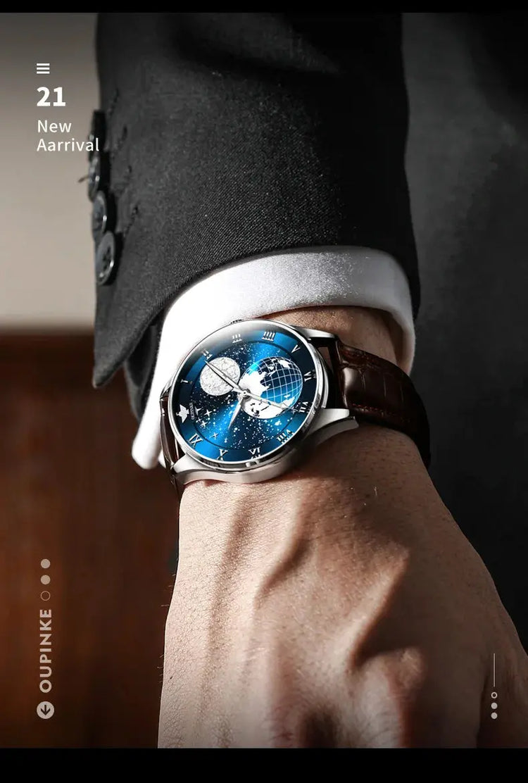 Moon Phase Starry Sky Japan Automatic Mechanical Wristwatch Inspirational Watches