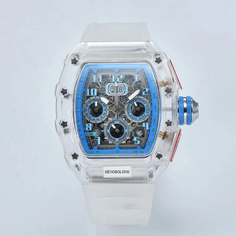 six-pin multi-functional running second engraving hollow quartz watch - Inspirational Watches