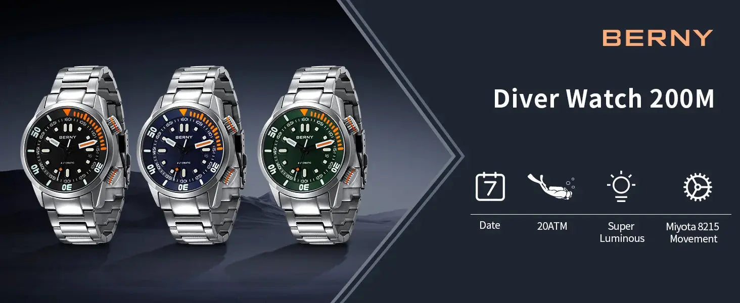 Automatic Dive Super Luminous Sapphire Swim Sport Mechanical Inspirational Watches