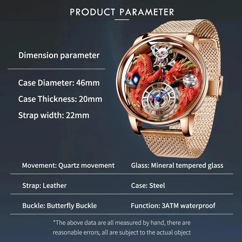 Celestial Three Dimensional Dragon watch Inspirational Watches