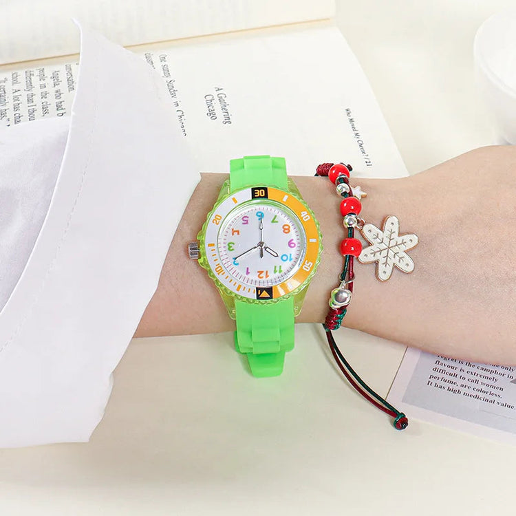 Analog Kids Watch Silicone Band Colorful Number Inspirational Watches