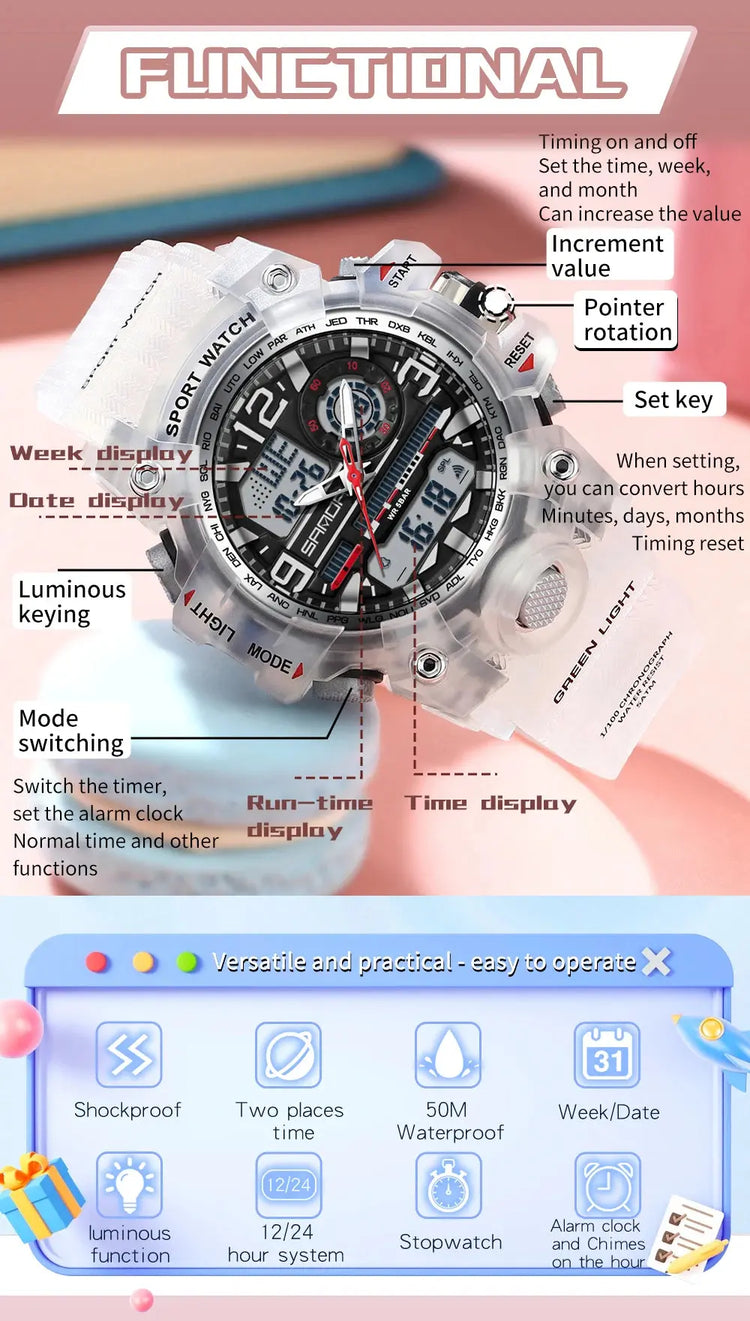 LED Digital Sport Watch Waterproof Inspirational Watches