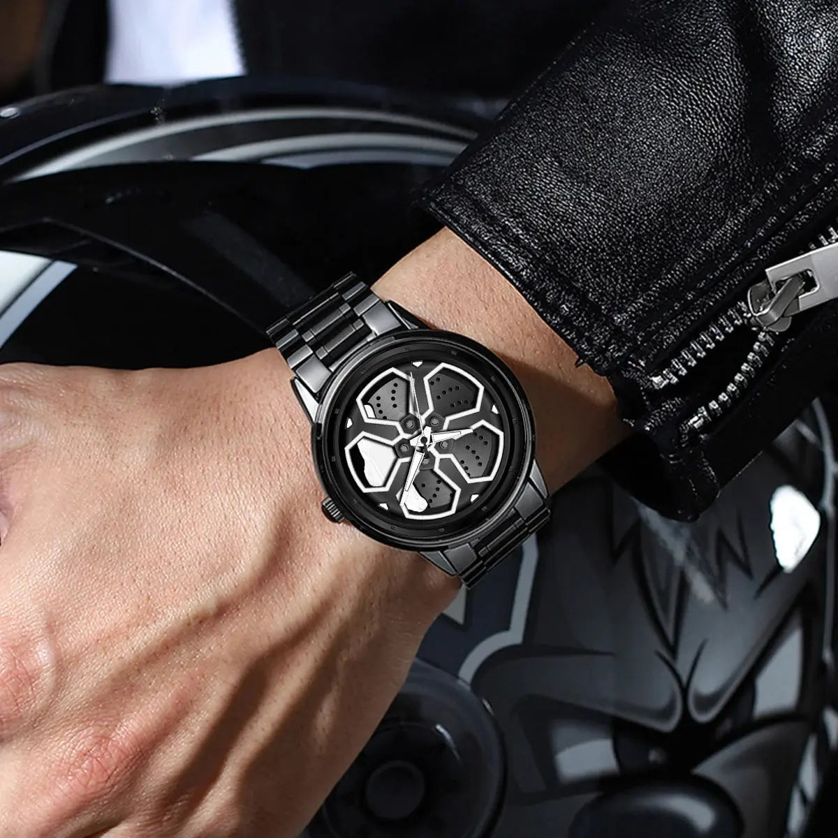Original Wheel Rotating Black Fashion watches Inspirational Watches