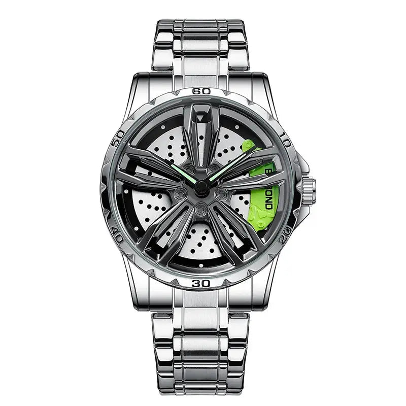 Automotive Wheel Hub Watch with 360° rotating racing dial