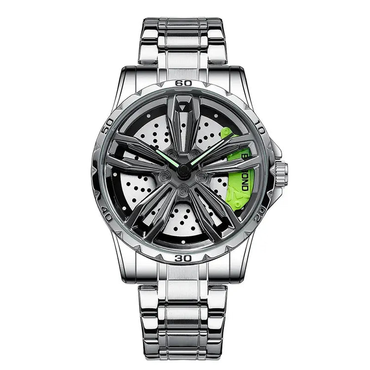 Automotive Wheel Hub Watch with 360° rotating racing dial