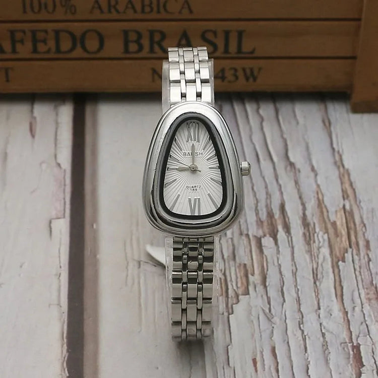Brand Snake Head Dial Women Watch Luxury Ladies Quartz Watches Droplet Shaped Roman Numeral Steel Strap Wristwatches Gift Clock Inspirational Watches