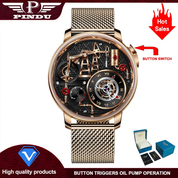 Button Oil Pump Swiss Quartz 762 Movement Sapphire - Inspirational Watches