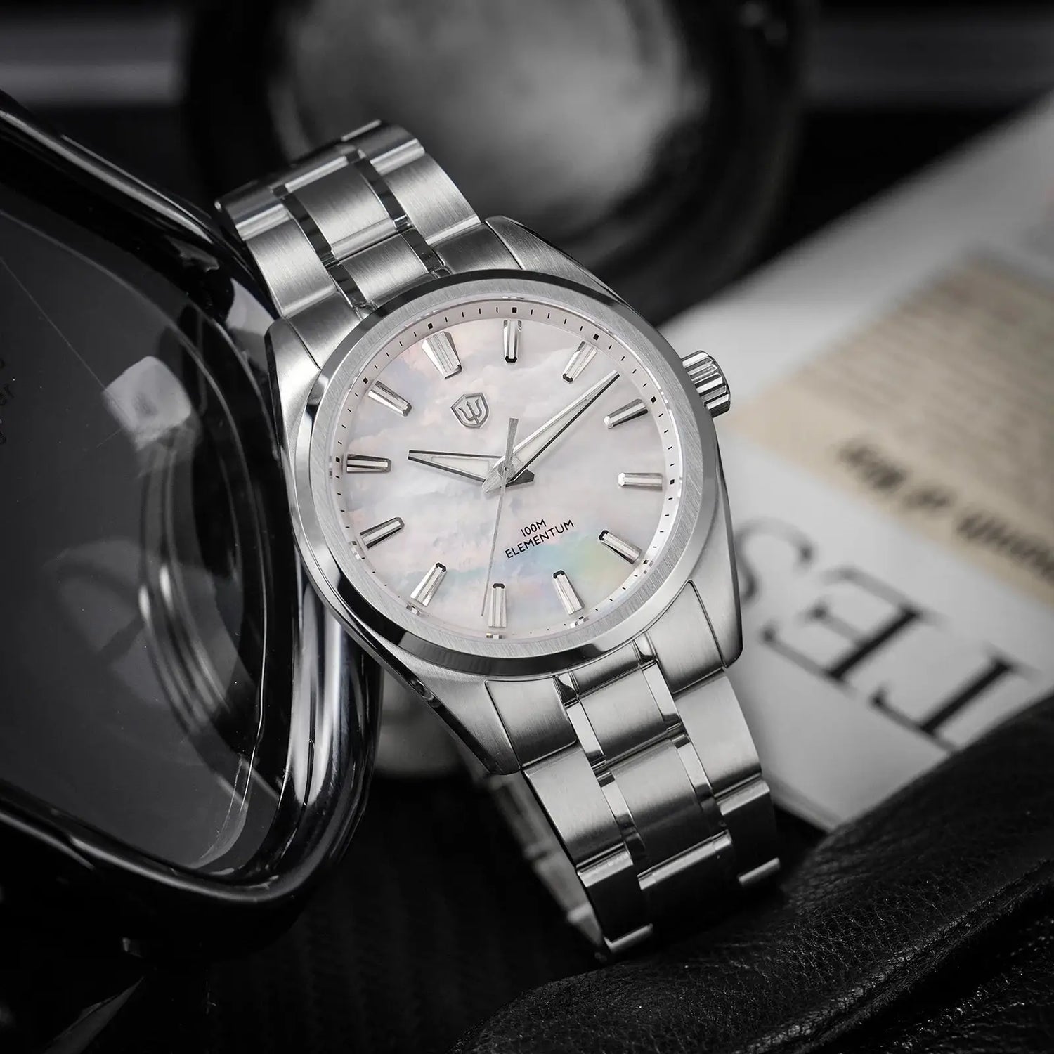 Watchdives WD0003C Quartz Watch VH31 Sweep Seconds Movement 38mm ice Crack Dial Sapphire Luminous 100m Waterproof Men Wristwatch Inspirational Watches