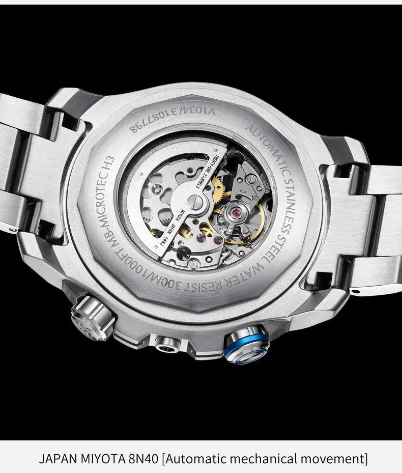 44mm Vintage Dial Luxury Sapphire Automatic Mechanical Waterproof Inspirational Watches