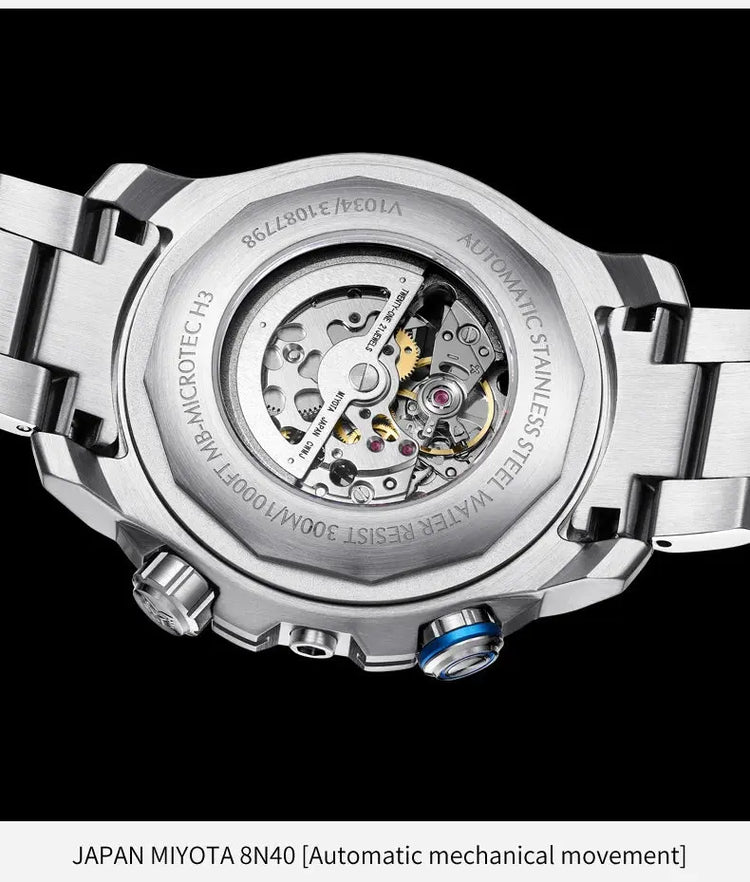 44mm Vintage Dial Luxury Sapphire Automatic Mechanical Waterproof Inspirational Watches
