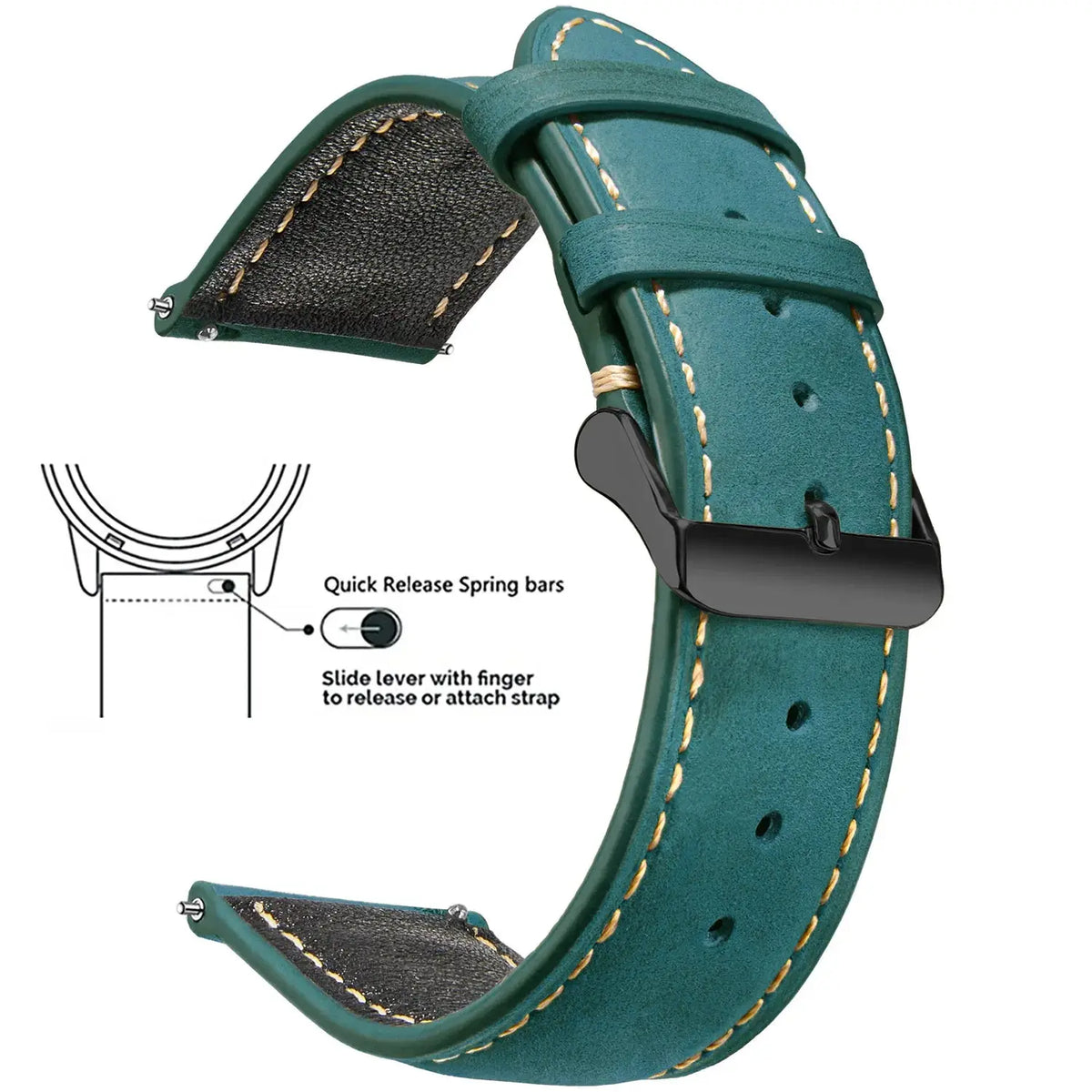 Vintage Quick-Release Genuine Leather Watch Strap