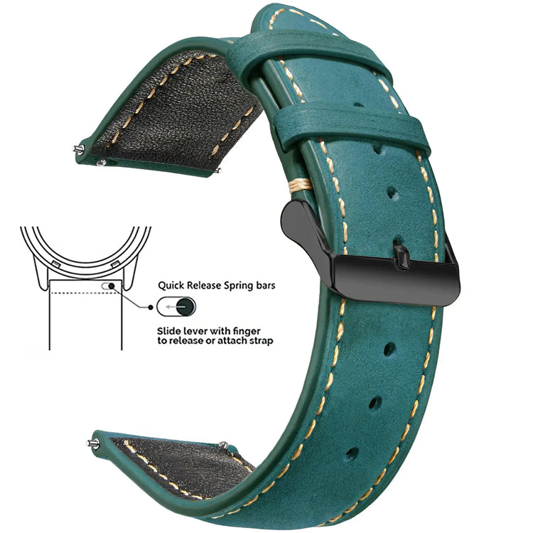 Vintage Quick-Release Genuine Leather Watch Strap