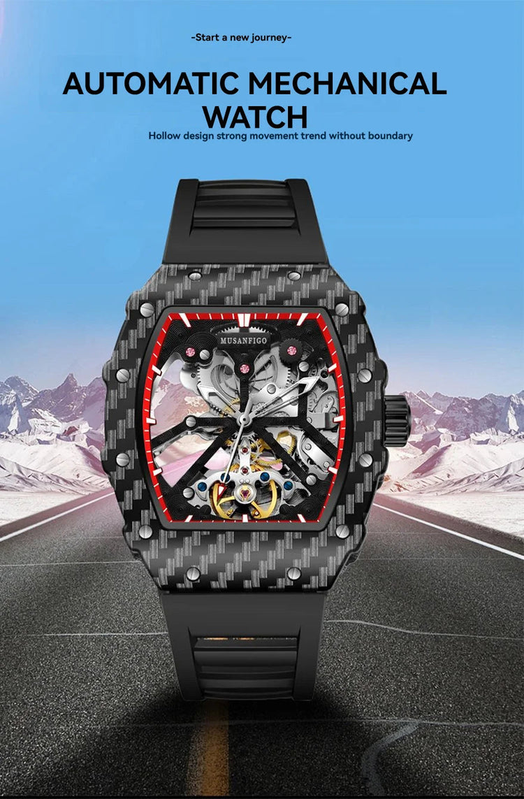 Fully automatic skeleton mechanical watch, fashionable personality, luxury hot men&