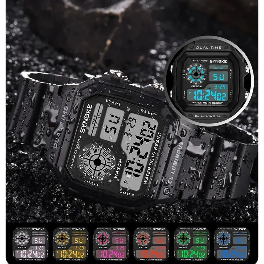 Digital Sports Luminous Multifunction Waterproof watch Inspirational Watches