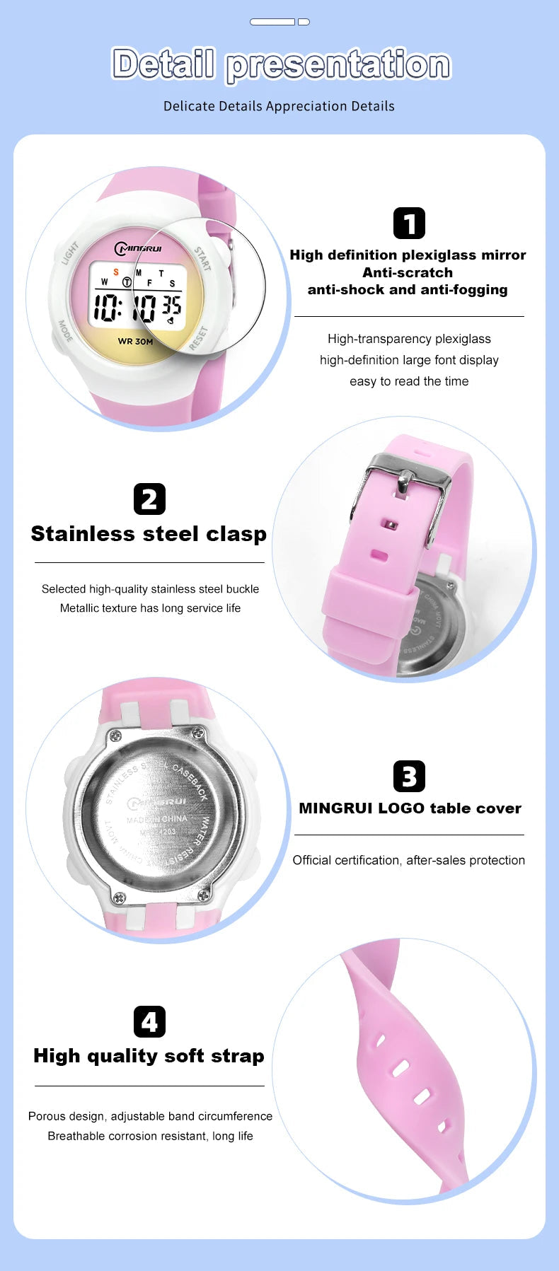 Digital 30M Waterproof Kids Sports Watch Inspirational Watches