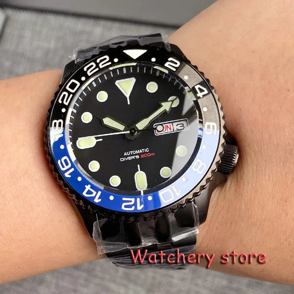 Domed Sapphire Glass NH36 Automatic Movement 200m Waterproof 120 Clicks Black Green Luminous Watch - Inspirational Watches