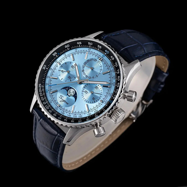Moon phase Pilot Chronograph Mechanical Tianjin ST1908 Movement Inspirational Watches