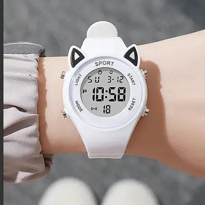 Children Student Electronic Watches for Girls and Boys Cute Cat Ear Digital Sport LED Simple Electronic Wrist Watch Kids Relogio Inspirational Watches