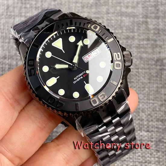 Domed Sapphire Glass NH36 Automatic Movement 200m Waterproof 120 Clicks Black Green Luminous Watch - Inspirational Watches