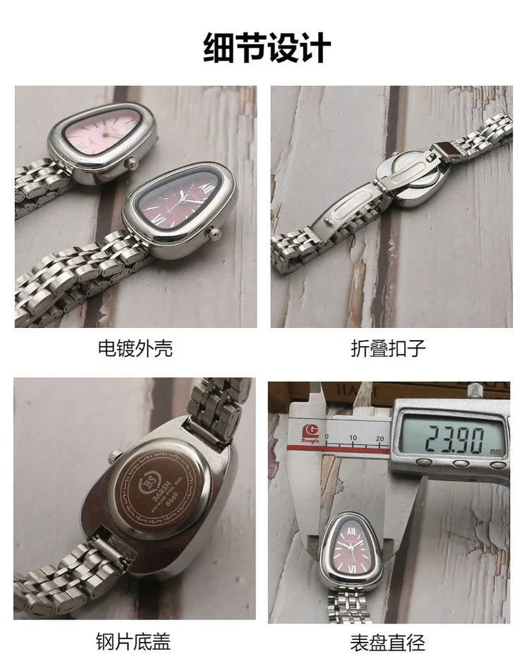 Brand Snake Head Dial Women Watch Luxury Ladies Quartz Watches Droplet Shaped Roman Numeral Steel Strap Wristwatches Gift Clock Inspirational Watches