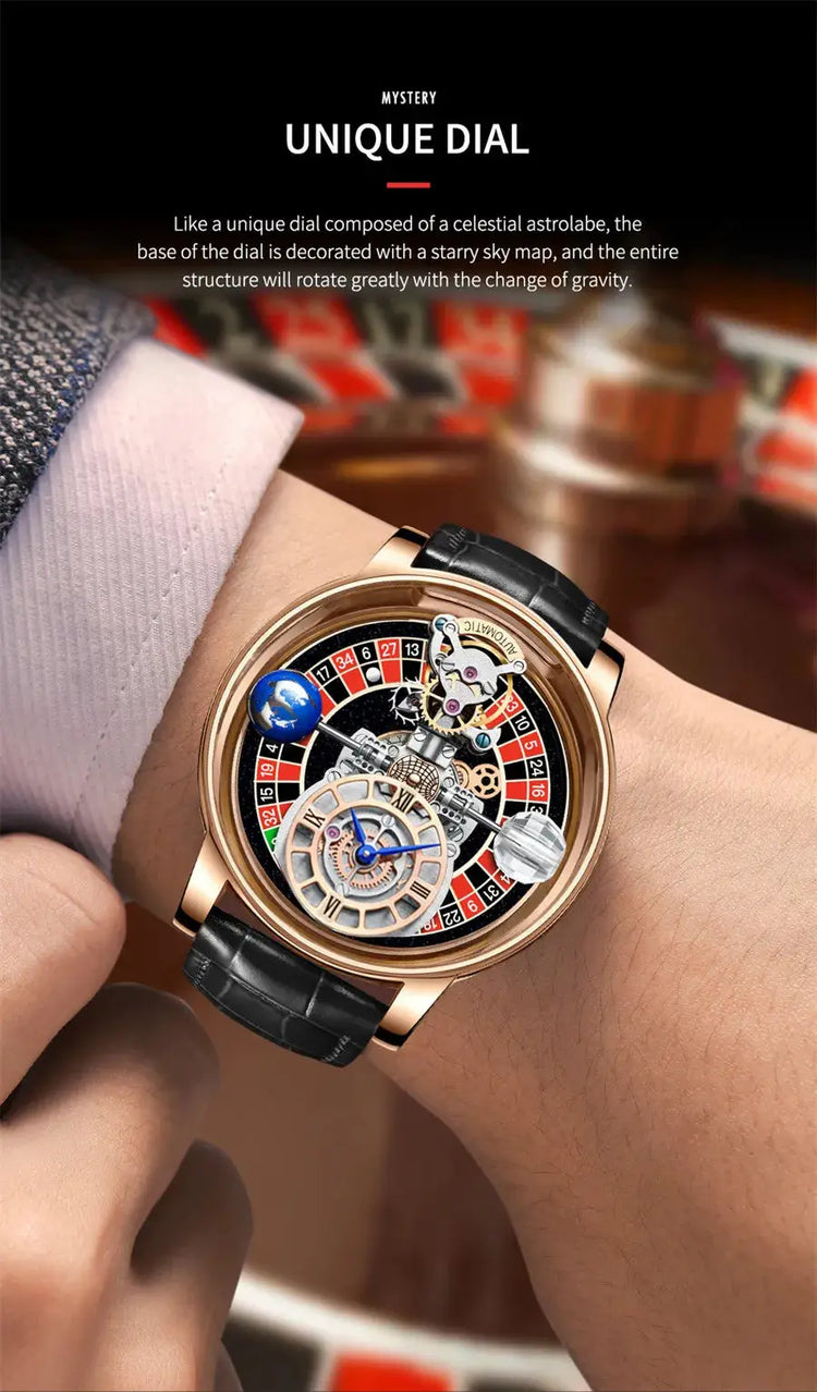 Relogio PINDU Fixed Roulette Watch Latest Design Quartz Watch Men Waterproof Leather Man Wristwatch Upgraded Version Inspirational Watches