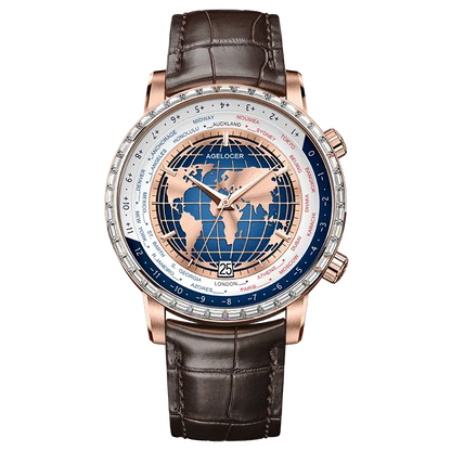 World Time Luxury Business Formal Automatic Mechanical Inspirational Watches