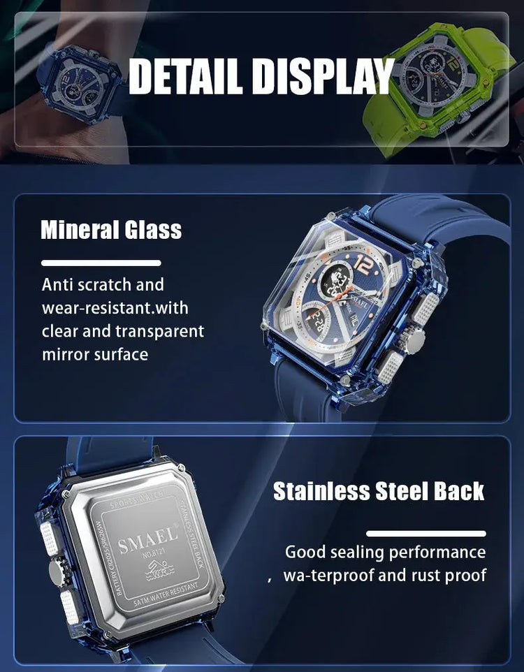 Military Watches Men Watch 2025 New 50M Waterproof Wristwatch Stopwatch Alarm LED Light Digital Watches 8121 Men&