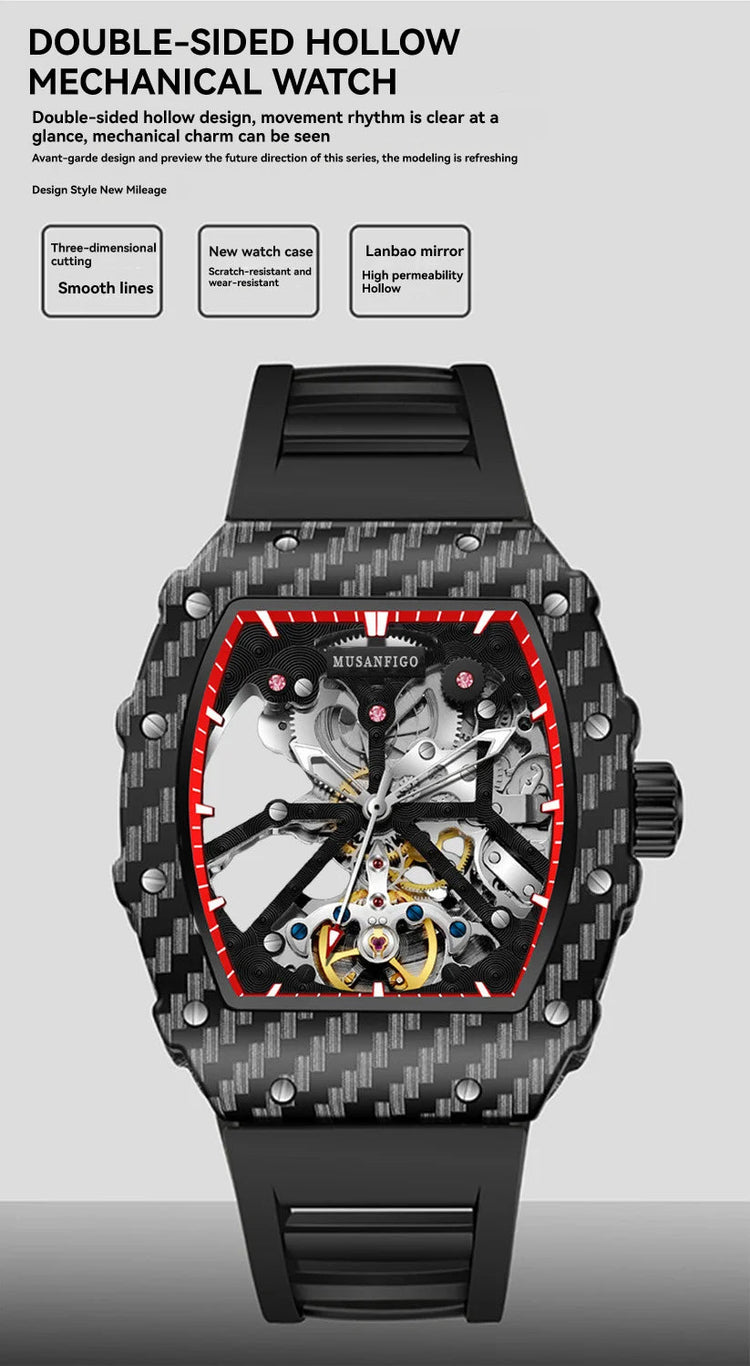 Fully automatic skeleton mechanical watch, fashionable personality, luxury hot men&