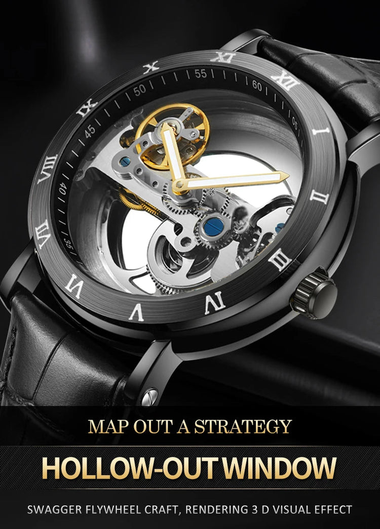 Mechanical Wristwatches Watches for Man Watches Golden Bridge Skeleton Automatic Mechanical Mens Watch reloj hombre montre homme Inspirational Watches