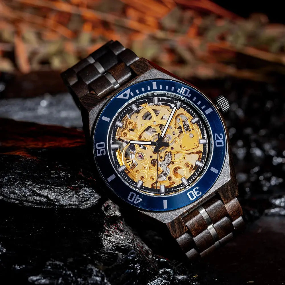 Luxury Wooden Mechanical Watches for Men – Premium Automatic Timepiece with Oversized Dial - Inspirational Watches