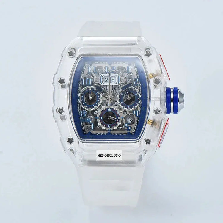 six-pin multi-functional running second engraving hollow quartz watch - Inspirational Watches