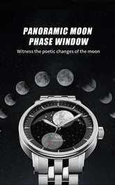 Lunar Moon Phase Automatic Mechanical Sapphire Waterproof Twin Moons Inspirational Watches