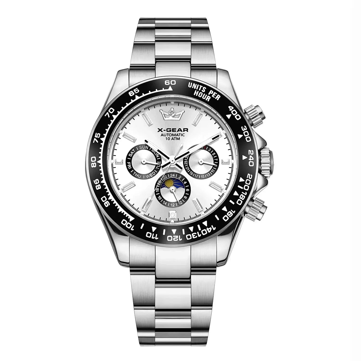 Automatic Watch with Ceramic Bezel Three Eyes Six Hands Waterproof Luminous - Inspirational Watches